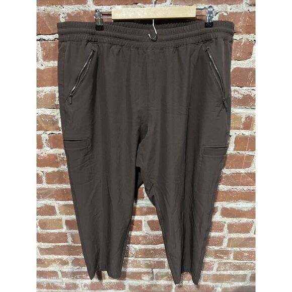Old Navy Stretch Tech Pull On Pants Womens 2X Brown Active Tapered Drawstring - Picture 1 of 4